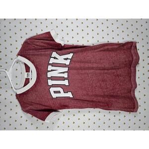 Victorias Secret PINK Semi Sheer Logo Ringer tee shirt SMALL